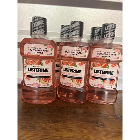 6 LISTERINE Grapefruit Rose Mouthwash 500ml Alcohol-Free Limited Edition Rare!